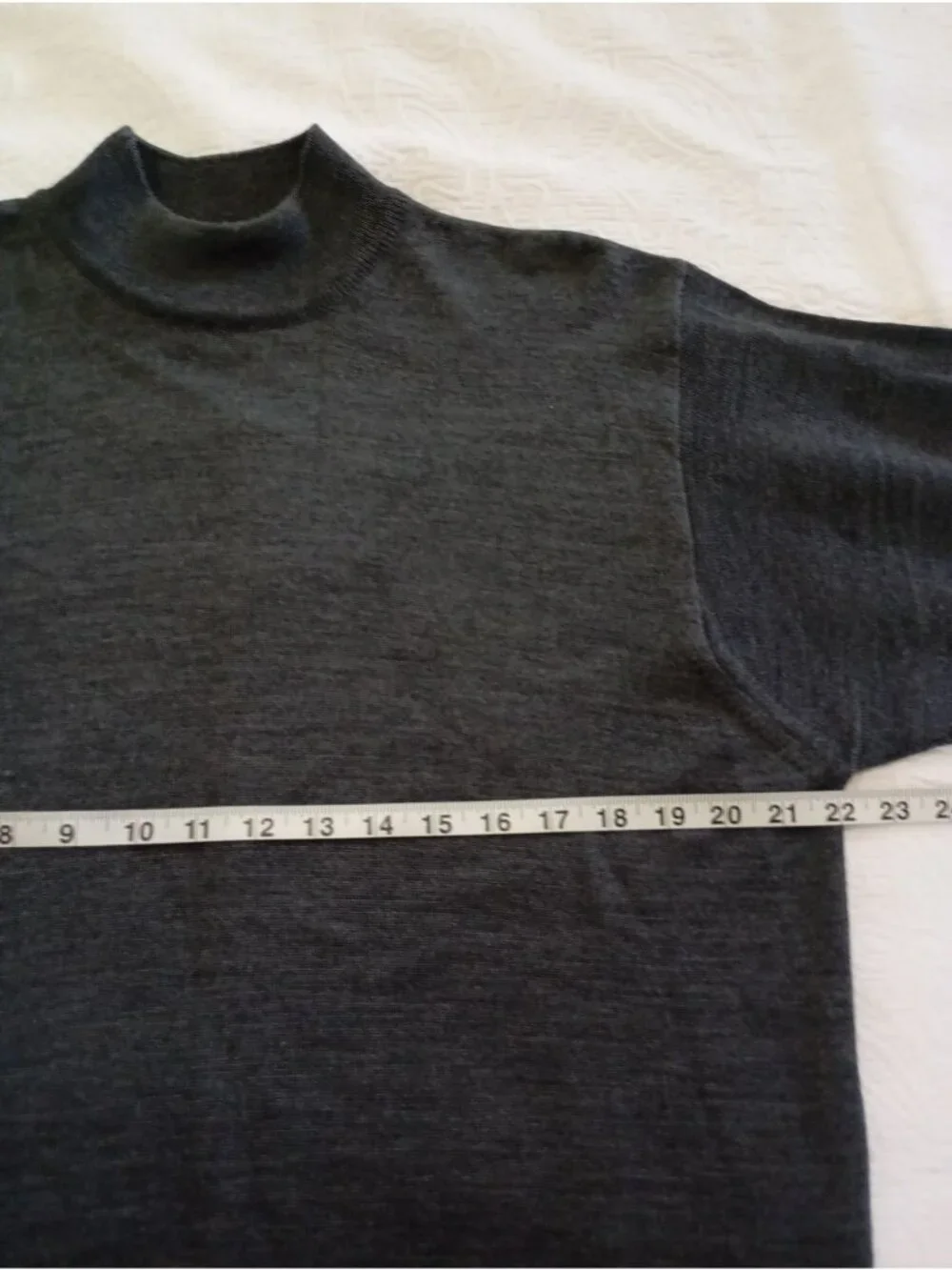 Alan Stuart Italy Mock Neck Merino Wool Blend Sweater Size M Dark Gray Mens